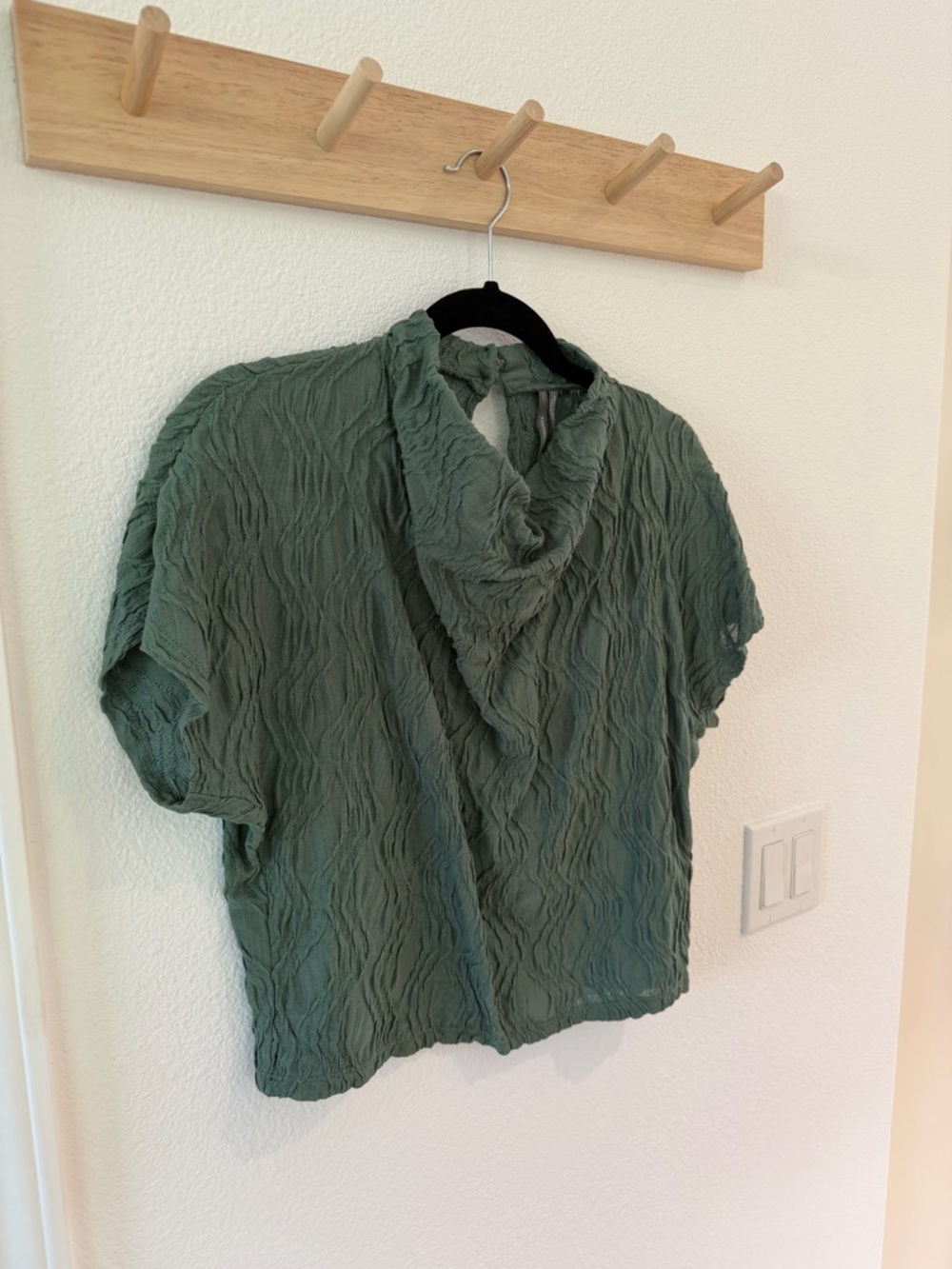 Anthropologie Olive Textured Cowl-Neck Blouse